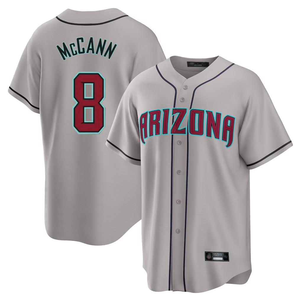 A.Diamondbacks #8 James McCann Player Gray Road Home Game Qdoa Stitched Jerseys