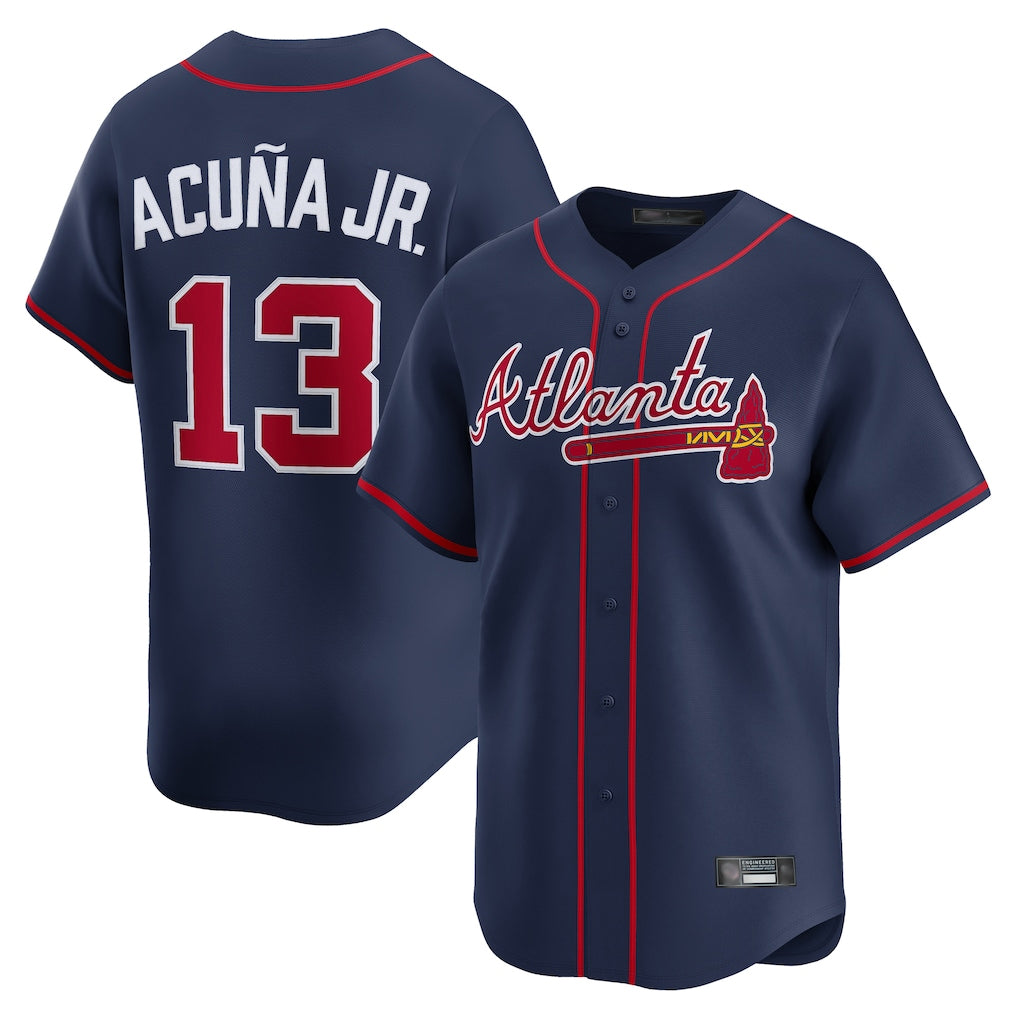 A.Braves #13 Ronald Acuna Jr Player Navy Limited Home Game Qdoa Stitched Jerseys
