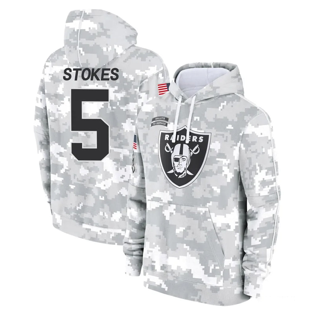 LV.Raiders #5 Eric Stokes Player Arctic Camo Salute to Service Hoodies Limited Game Qdoa Stitched Jerseys
