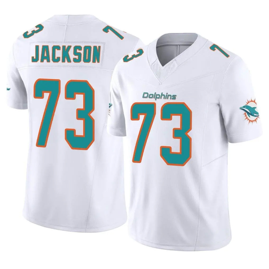 M.Dolphins #73 Austin Jackson Player White Limited Vapor F.U.S.E. Home Game Qdoa Stitched Jerseys