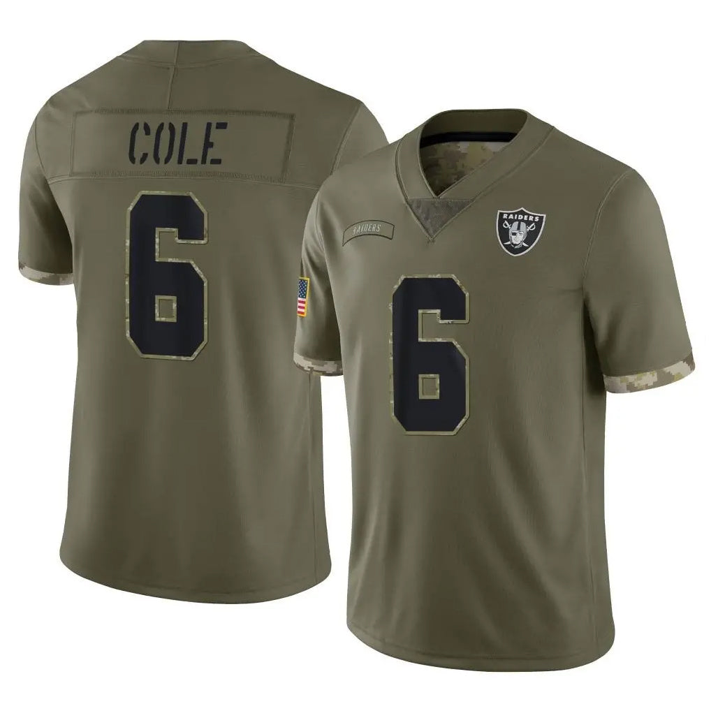 LV.Raiders #6 A.J. Cole Player Olive Salute To Service Limited Qdoa Stitched Jerseys