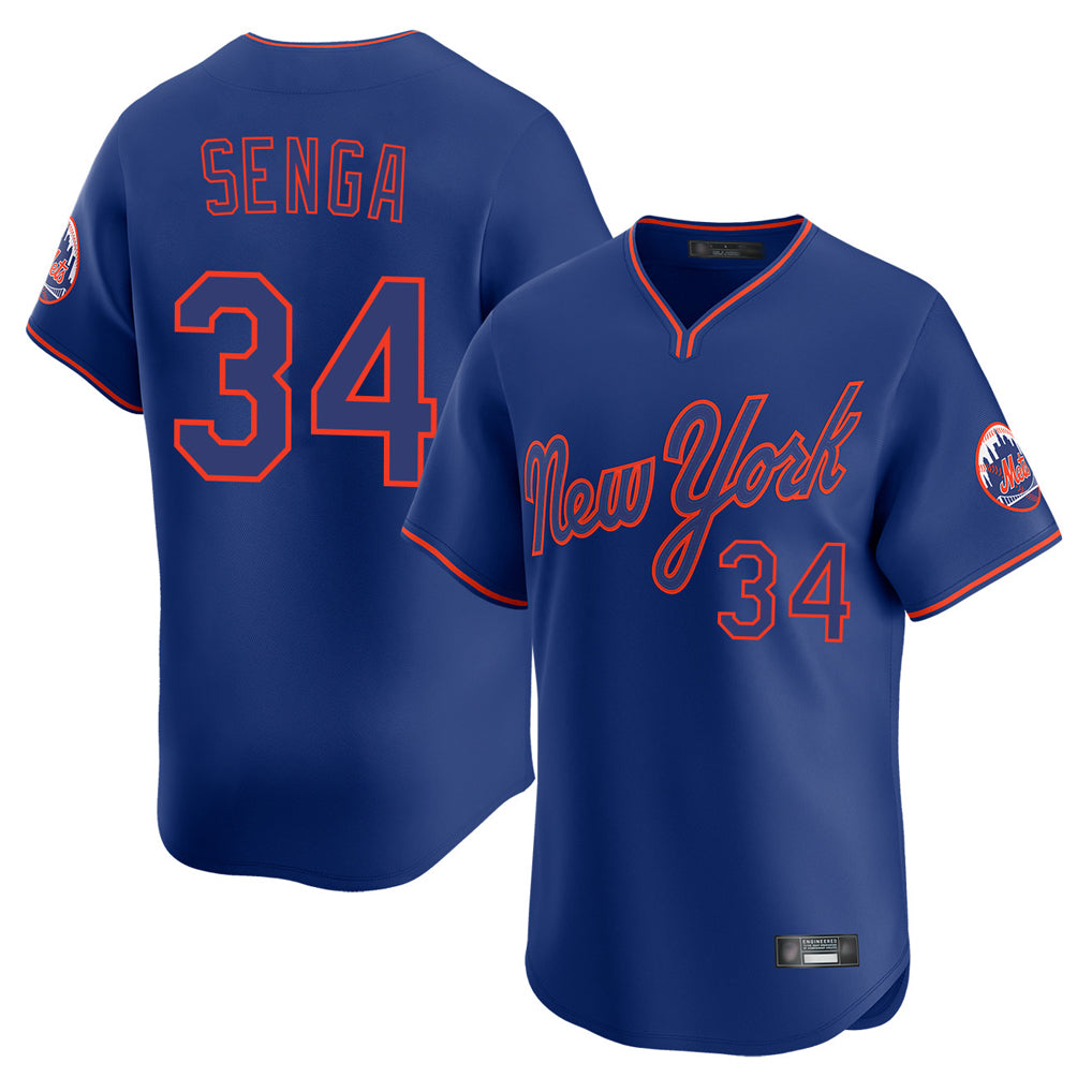 NY.Mets #34 Kodai Senga Player Royal T-shirt Home Limited Elite Qdoa Stitched Jerseys