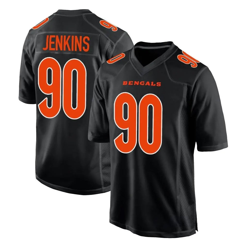 C.Bengals #90 Kris Jenkins Jr Player Black Fashion Game Qdoa Stitched Jerseys