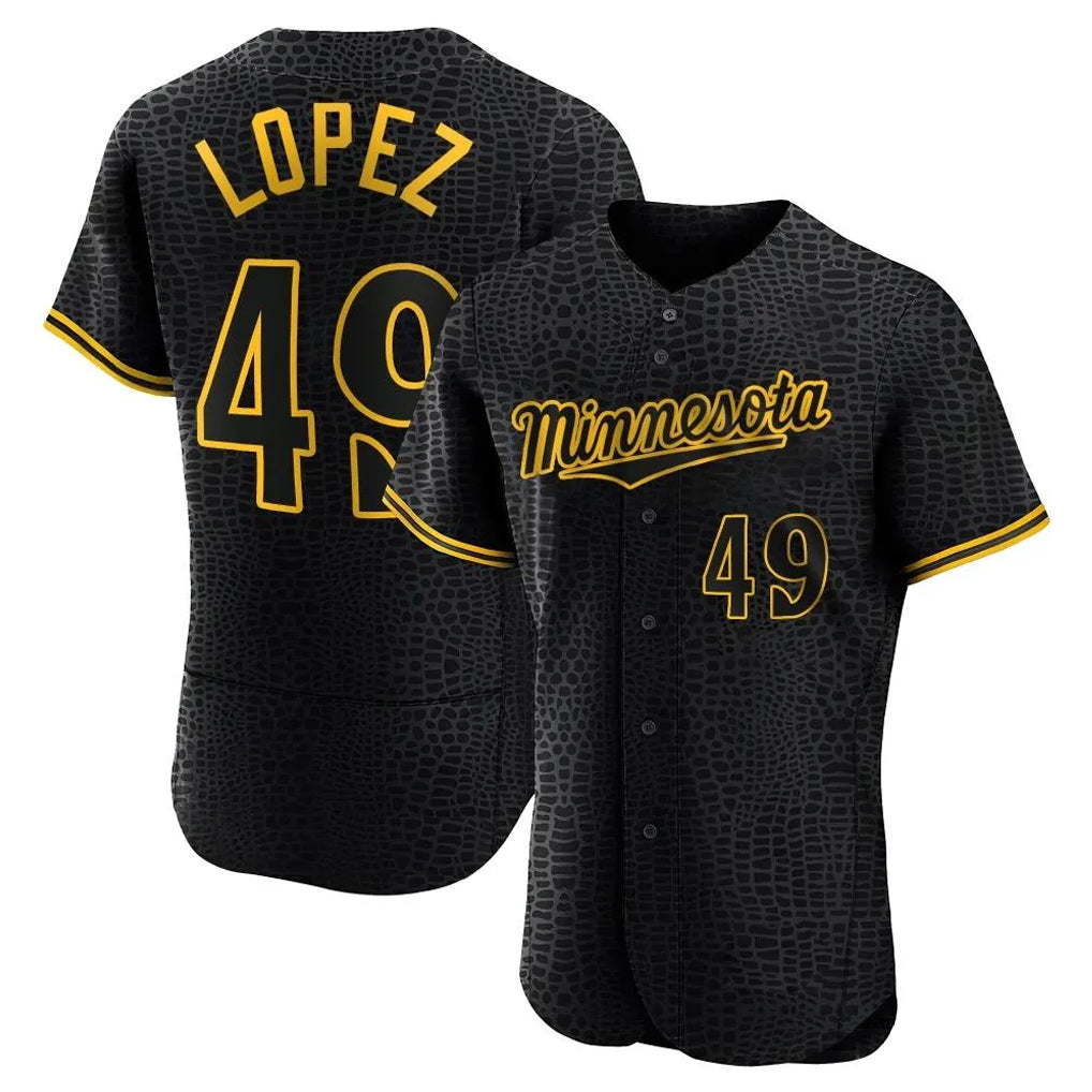M.Twins #49 Pablo Lopez Player Black Snake Skin City Home Limited Elite Qdoa Stitched Jerseys