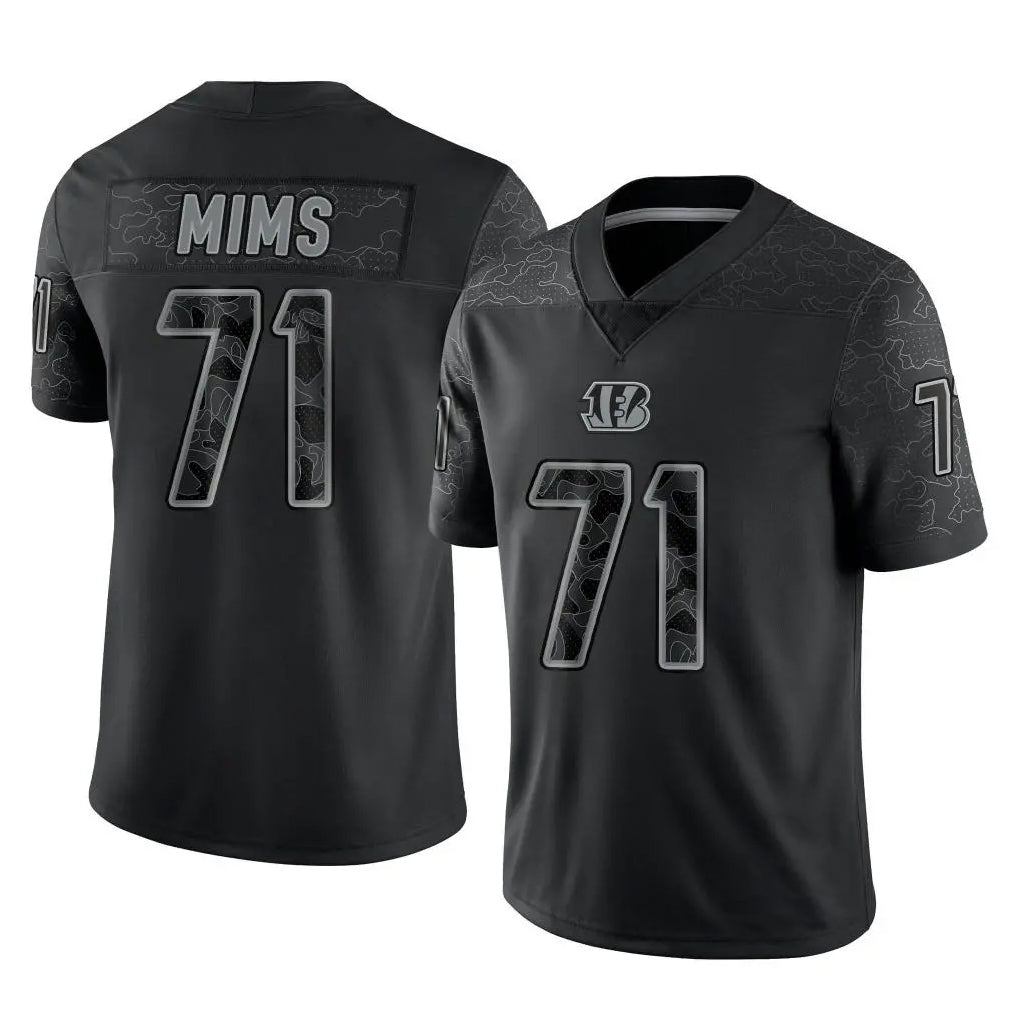 C.Bengals #71 Amarius Mims Player Black Reflective Limited Game Qdoa Stitched Jerseys