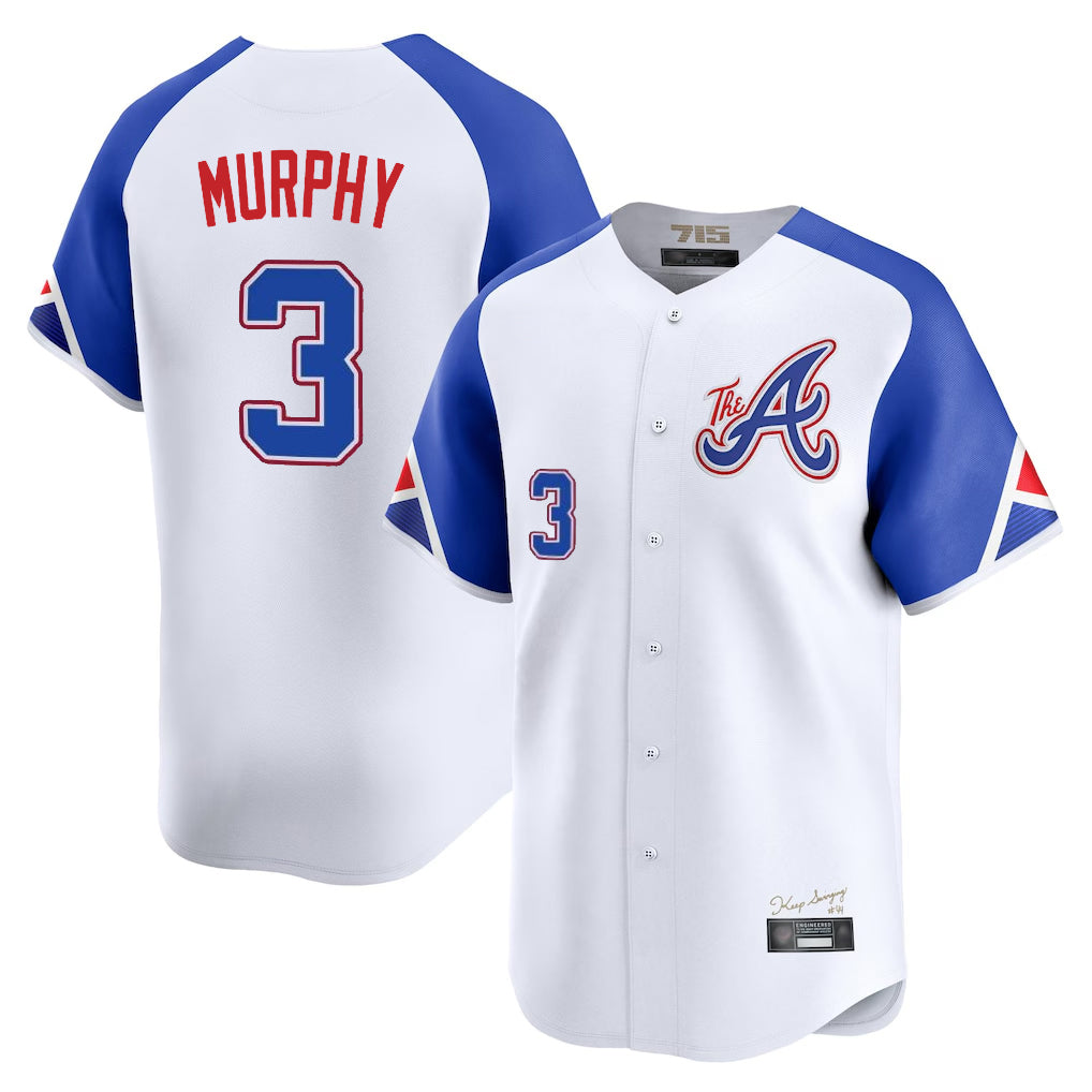 A.Braves #3 Dale Murphy Player White City Connect Limited Home Game Qdoa Stitched Jerseys