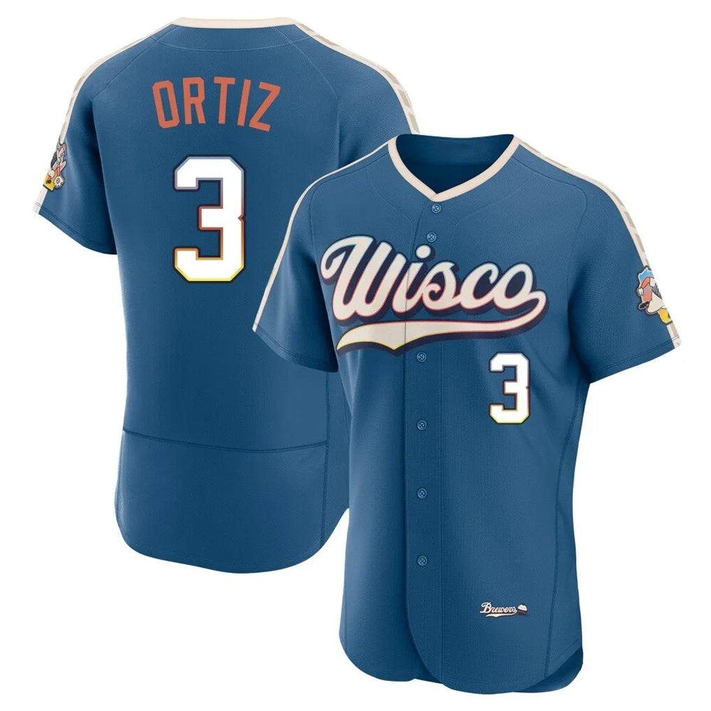 M.Brewers #3 Joey Ortiz Player Blue 2026 City Connect Home Limited Elite Qdoa Stitched Jerseys