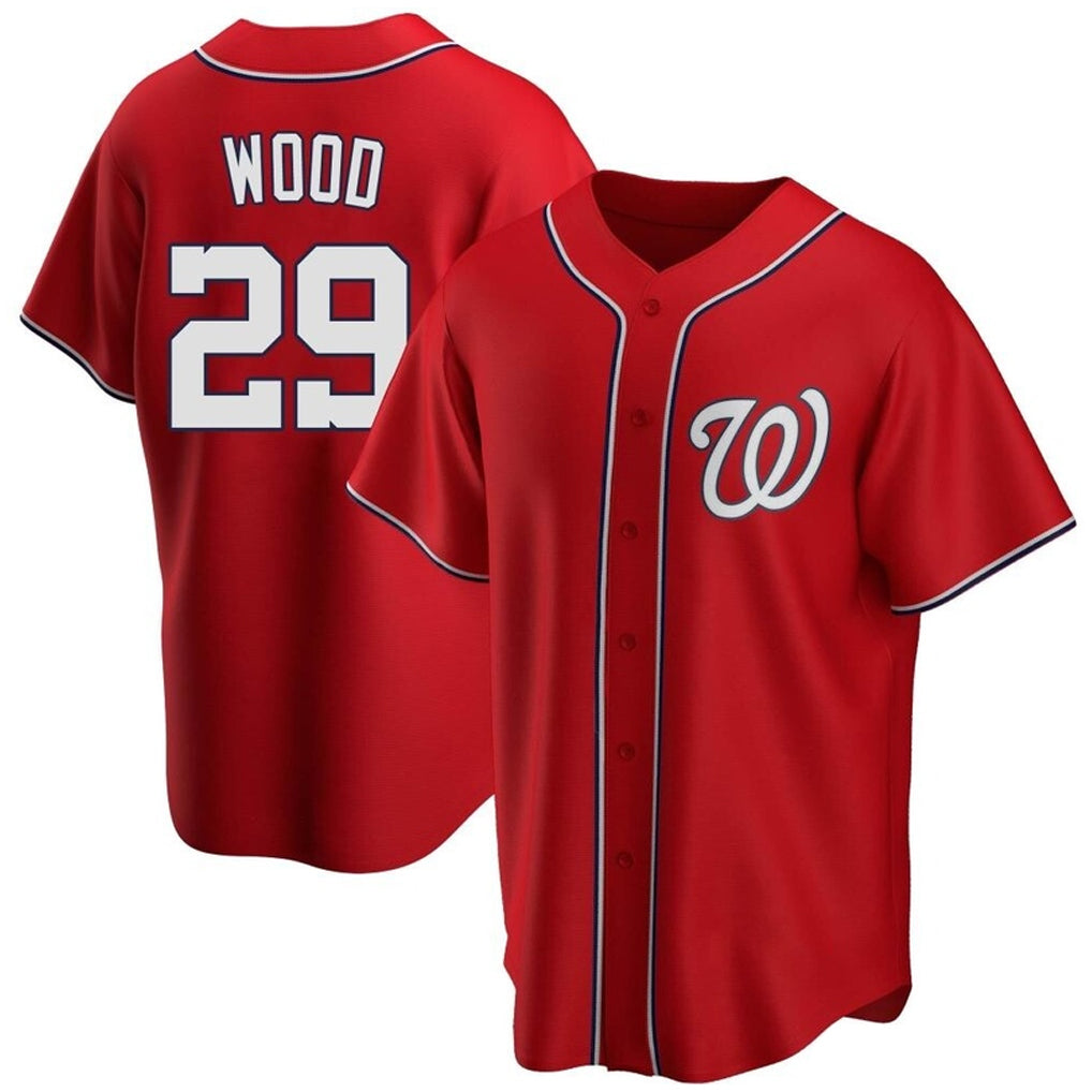 W.Nationals #29 James Wood Player Red Replica Alternate Qdoa Stitched Jerseys