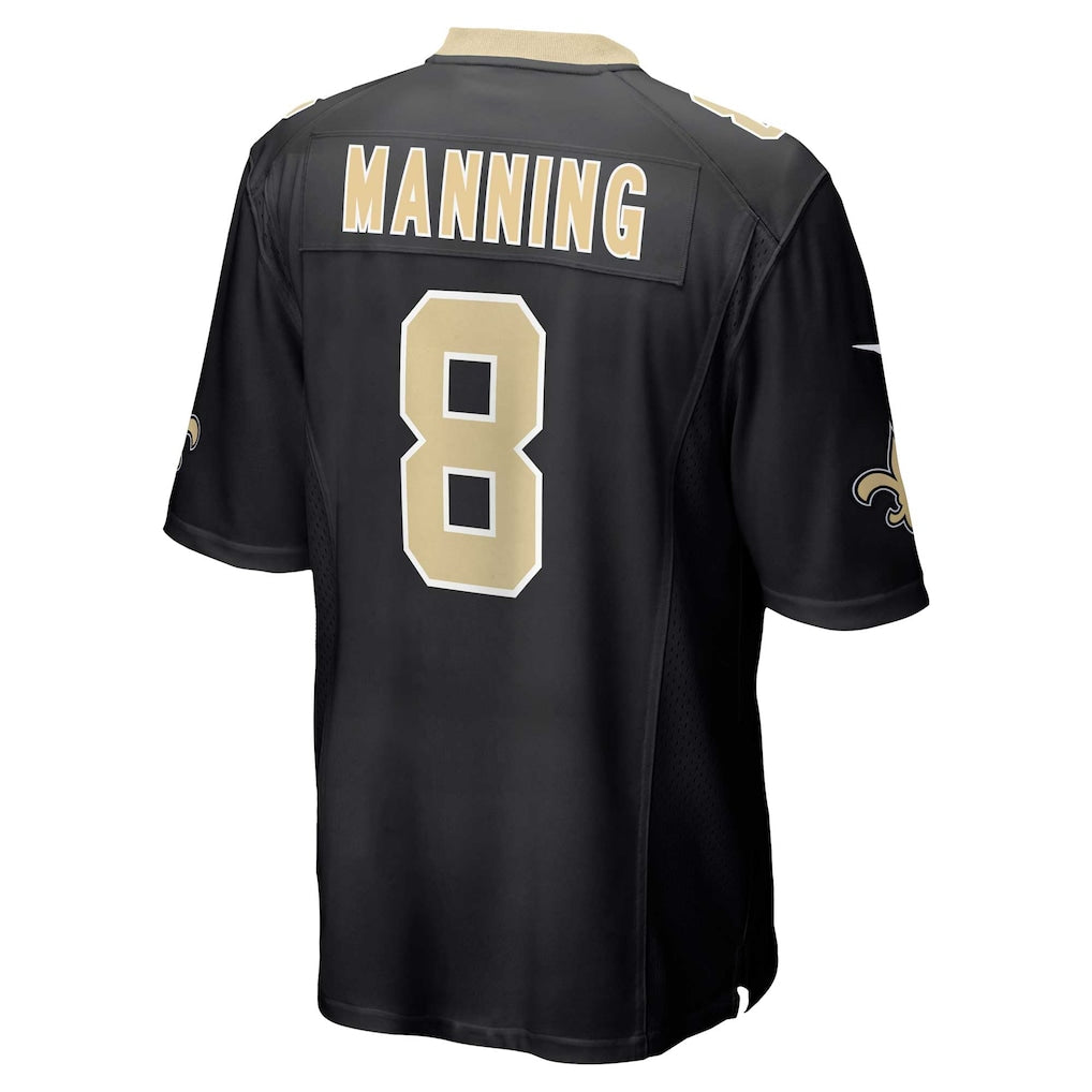 Qdoa NO.Saints #8 Archie Manning Black Retired Player Game Jersey