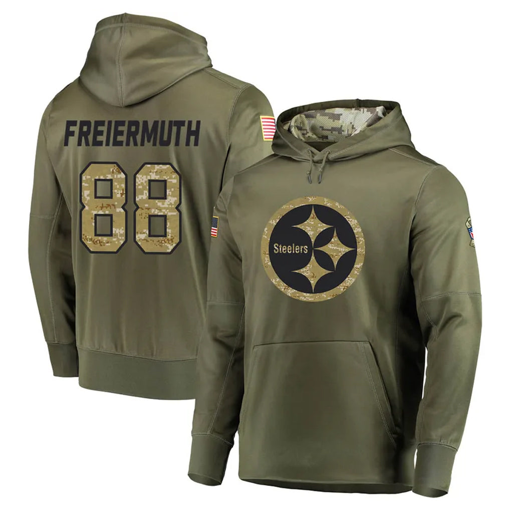 P.Steelers #88 Pat Freiermuth Player Olive Salute to Service Pullover Hoodie Home Game Qdoa Stitched Jerseys