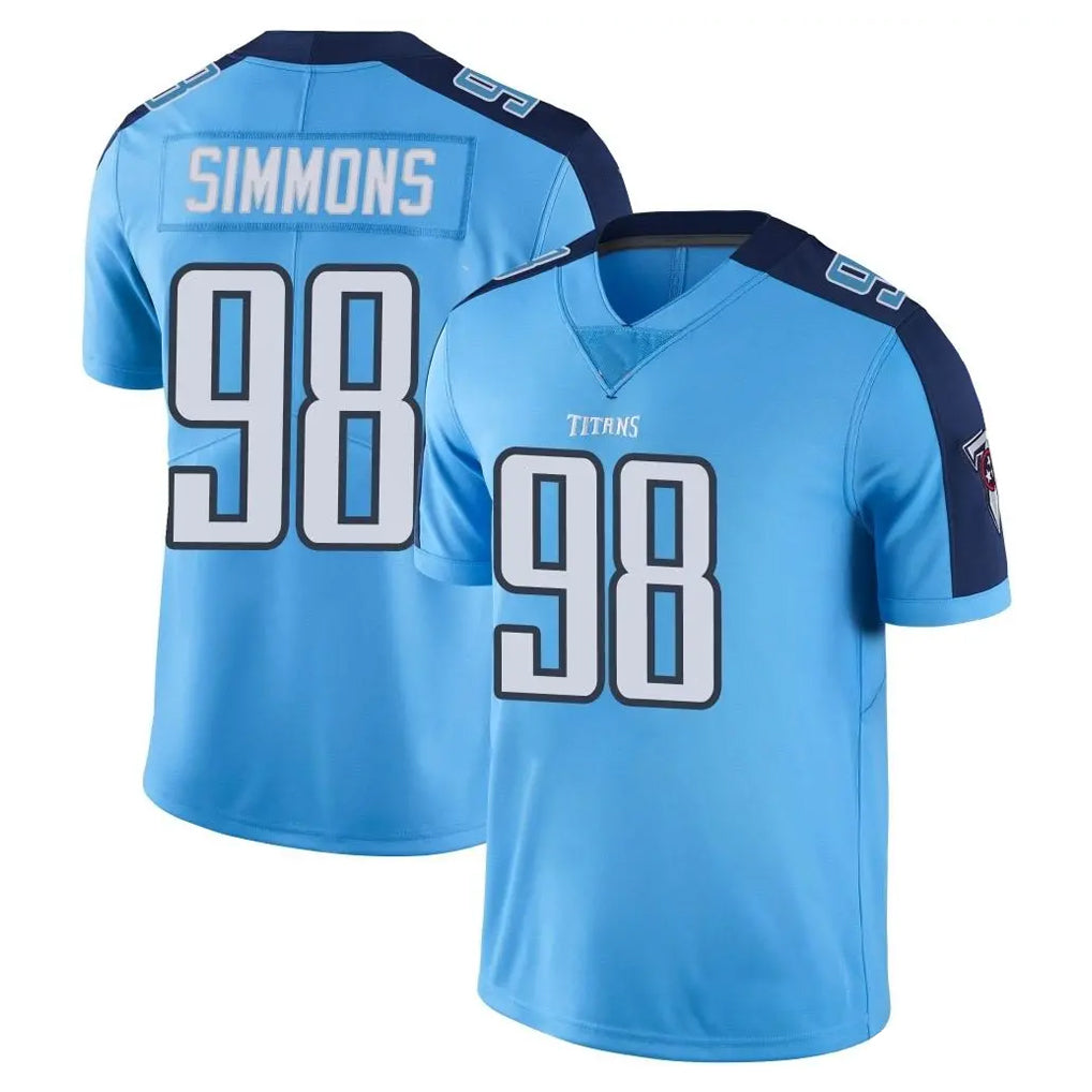 T.Titans #98 Jeffery Simmons Player Light Blue Limited Color Rush Home Game Qdoa Stitched Jerseys