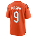 C.Bengals #9 Joe Burrow Player Orange Home Game Qdoa Stitched Jerseys