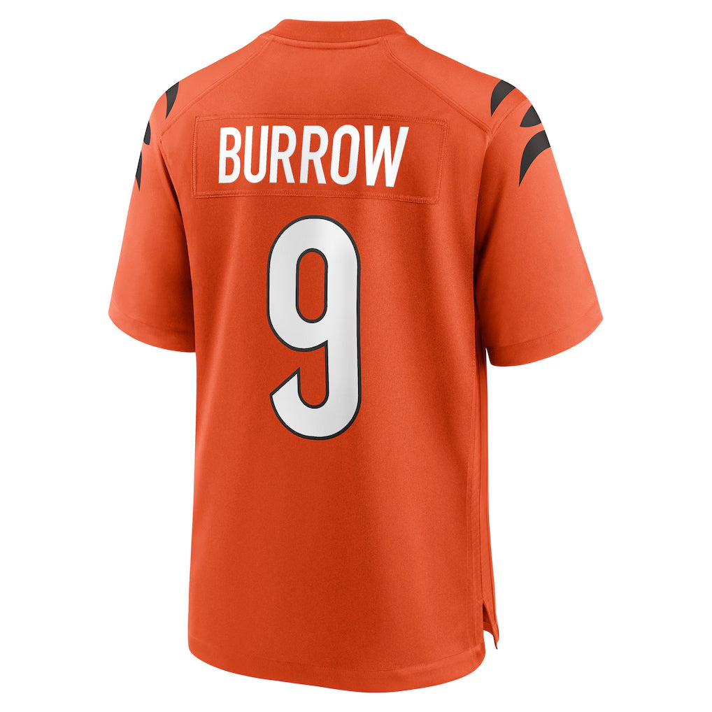 C.Bengals #9 Joe Burrow Player Orange Home Game Qdoa Stitched Jerseys