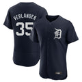 D.Tigers #35 Justin Verlander Player Navy Limited Elite Home Qdoa Stitched Jerseys