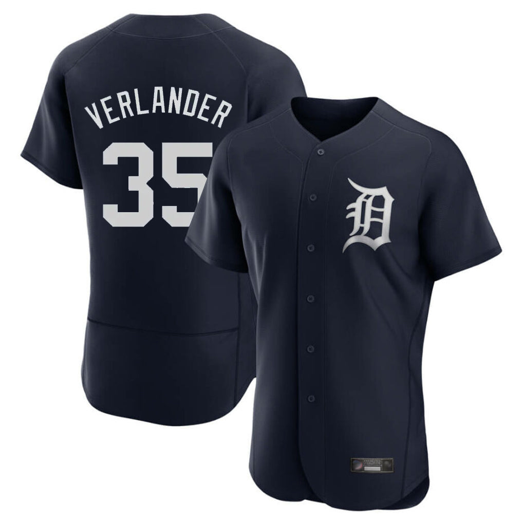 D.Tigers #35 Justin Verlander Player Navy Limited Elite Home Qdoa Stitched Jerseys