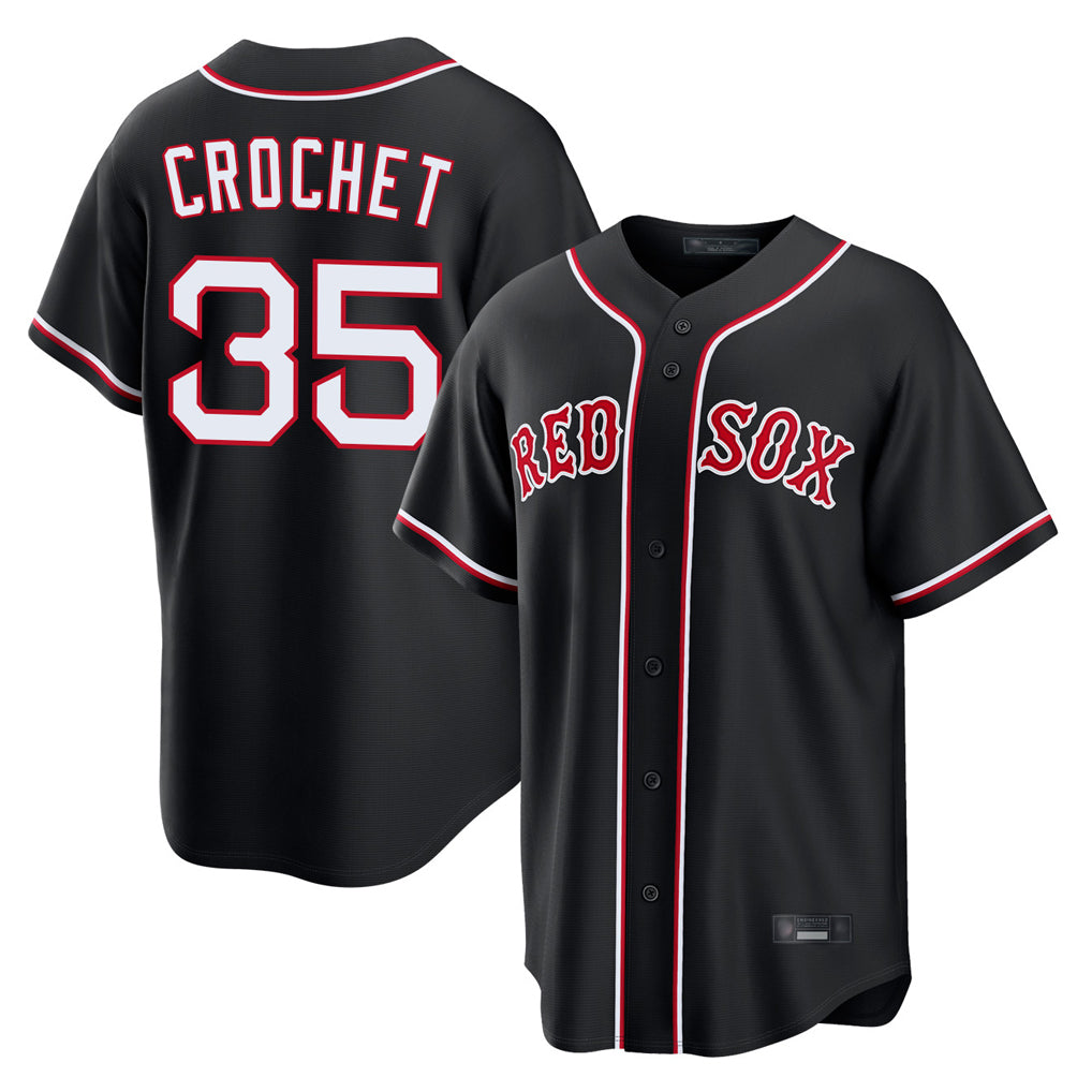 B.Red Sox #35 Garrett Crochet Player Black Out Home Game Qdoa Stitched Jerseys