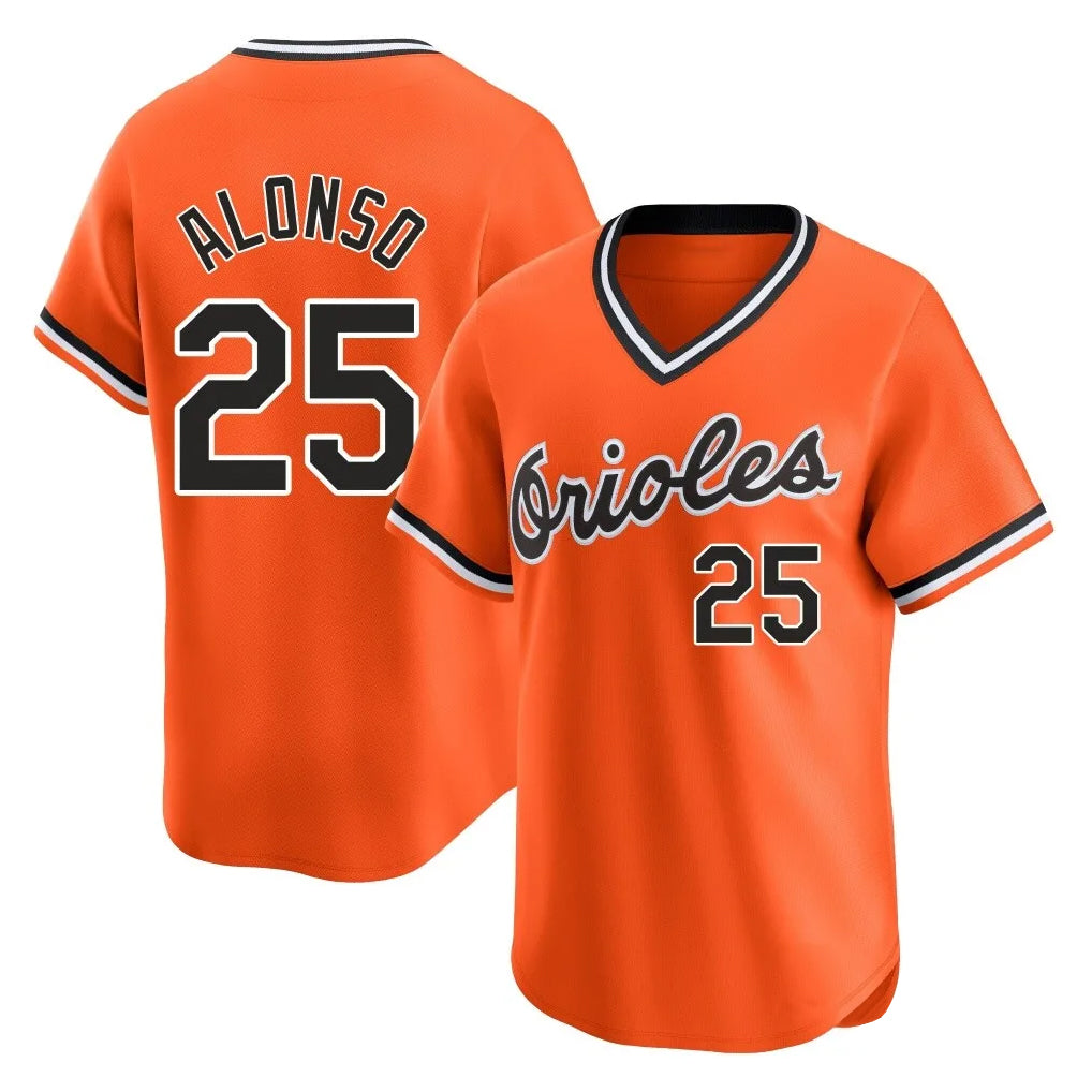 B.Orioles #25 Pete Alonso Player Orange T-shirt Limited Home Game Qdoa Stitched Jerseys
