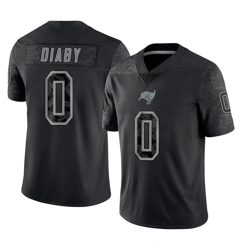 TB.Buccaneers #0 Yaya Diaby Player Black Reflective Limited Home Game Qdoa Stitched Jerseys