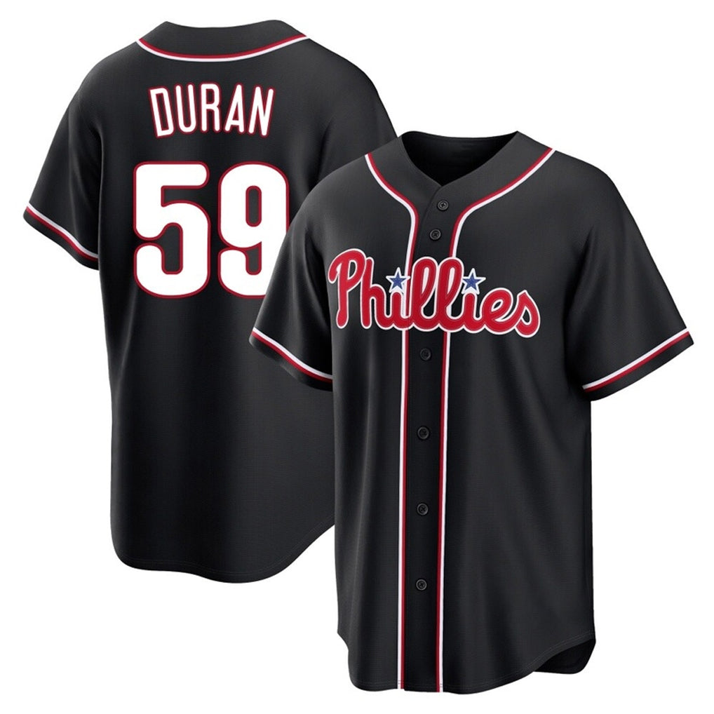 P.Phillies #59 Jhoan Duran Player Black Fashion Out Home Game Qdoa Stitched Jerseys
