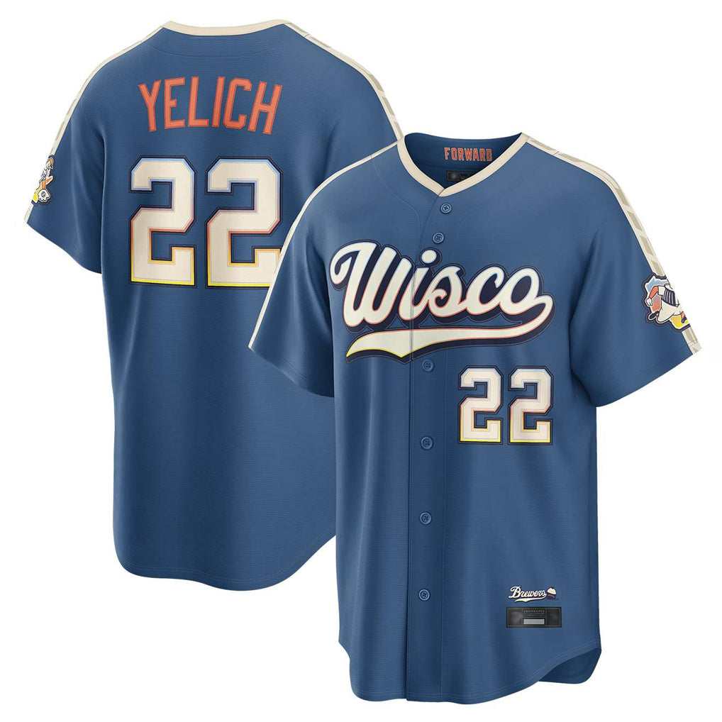 M.Brewers #22 Christian Yelich Player Blue 2026 City Connect Home Game Qdoa Stitched Jerseys