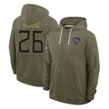 T.Titans #26 Marcus Harris Player Olive Salute to Service Hoodies Home Game Qdoa Stitched Jerseys