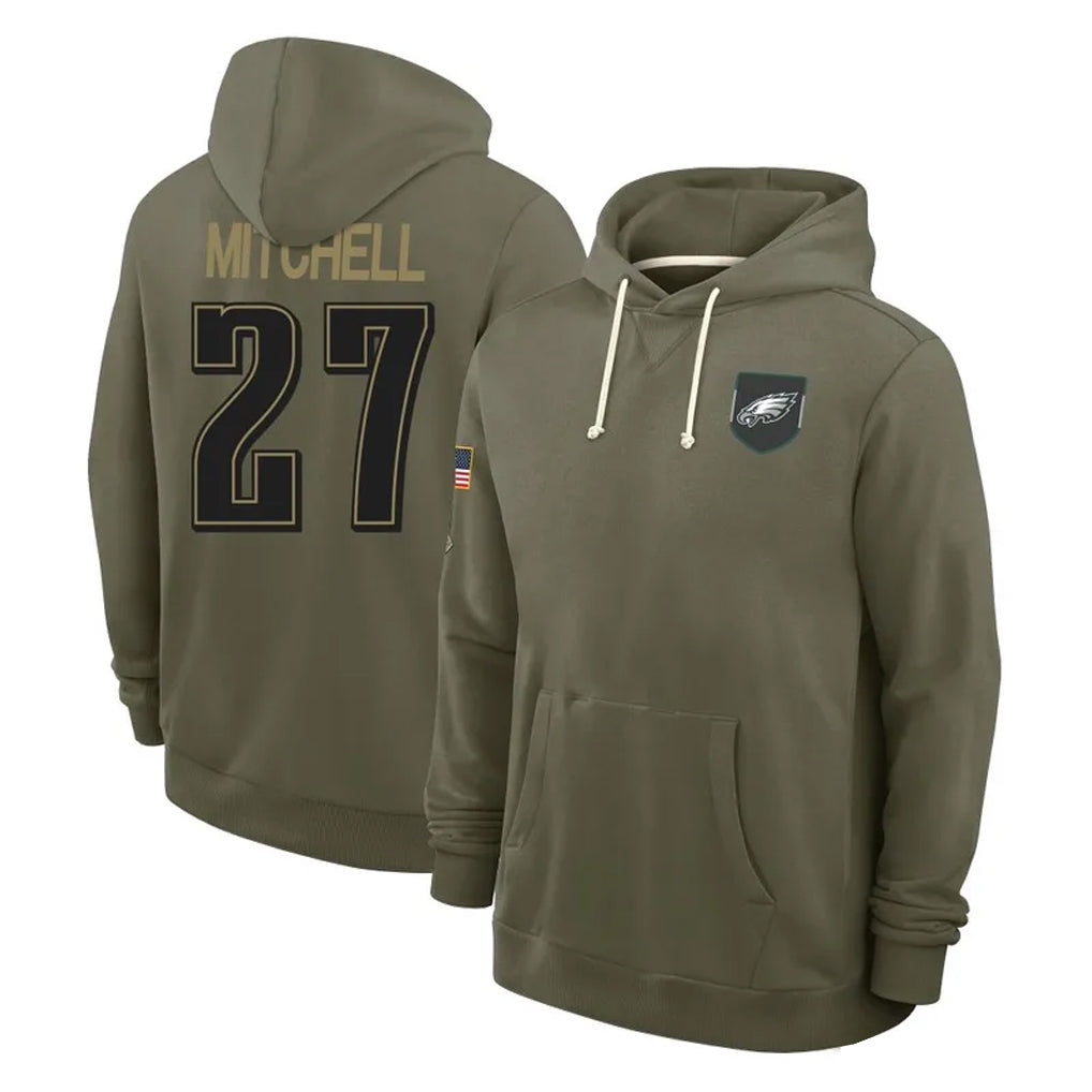 P.Eagles #27 Quinyon Mitchell Player Olive Salute to Service Pullover Hoodies Limited Qdoa Stitched Jerseys
