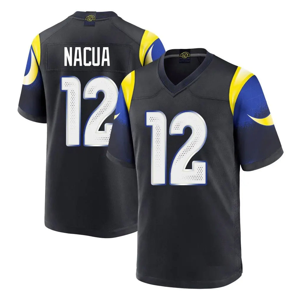 LA.Rams #12 Puka Nacua Player Black Midnight Rivalries Collection Home Game Qdoa Stitched Jerseys