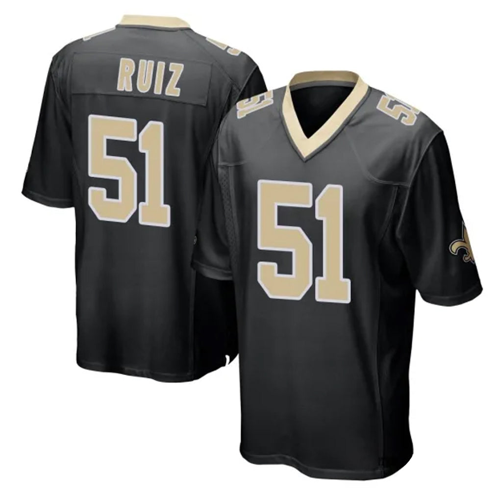 NO.Saints #51 Cesar Ruiz Player Black Home Game Qdoa Stitched Jerseys