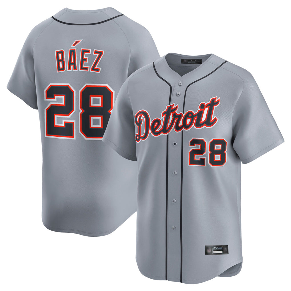 D.Tigers #28 Javier B¨¢ez Player Gray Home Limited Qdoa Stitched Jerseys