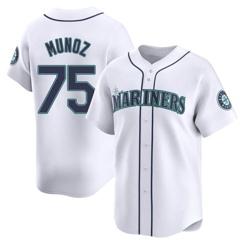 S.Mariners #75 Andres Munoz Player White Home Limited Qdoa Stitched Jerseys