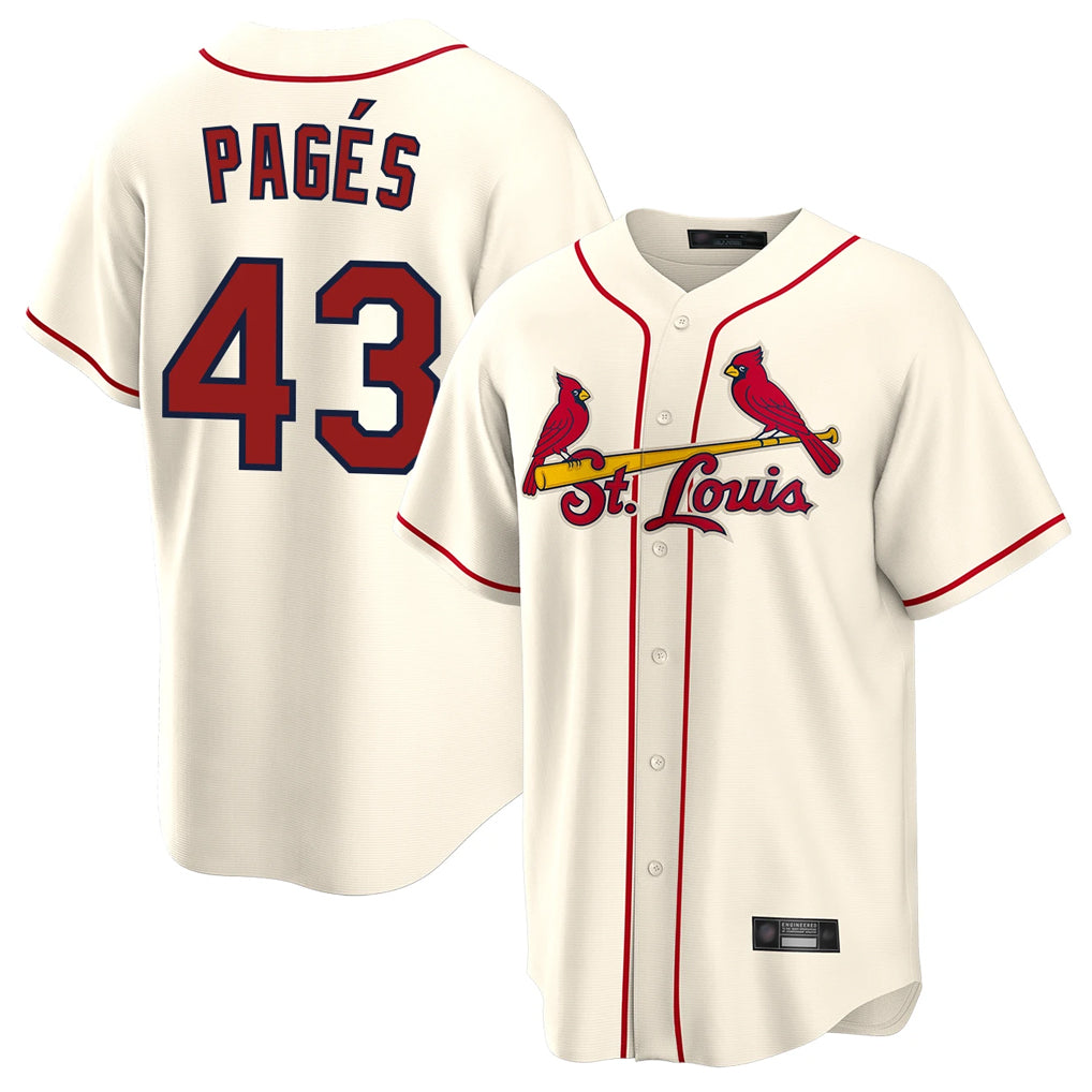 St. Louis Cardinals #43 Pedro Pages Player Cream Home Game Qdoa Stitched Jerseys
