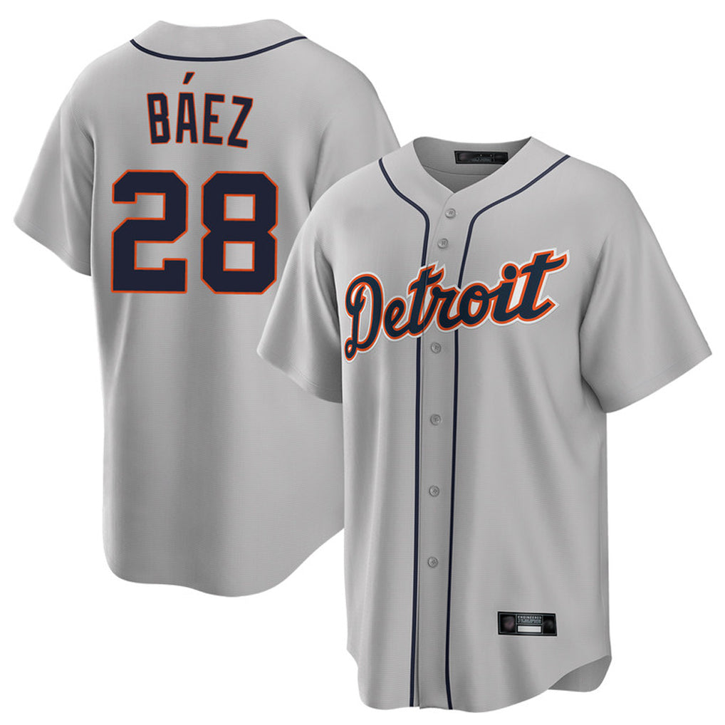 D.Tigers #28 Javier B¨¢ez Player Gray Home Game Qdoa Stitched Jerseys