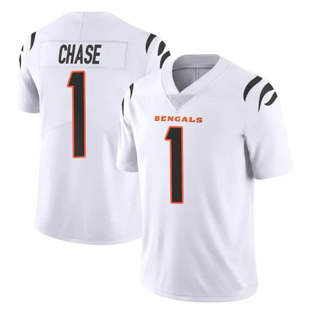 C.Bengals #1 Ja'Marr Chase Player White Vapor Untouchable Limited Home Game Qdoa Stitched Jerseys
