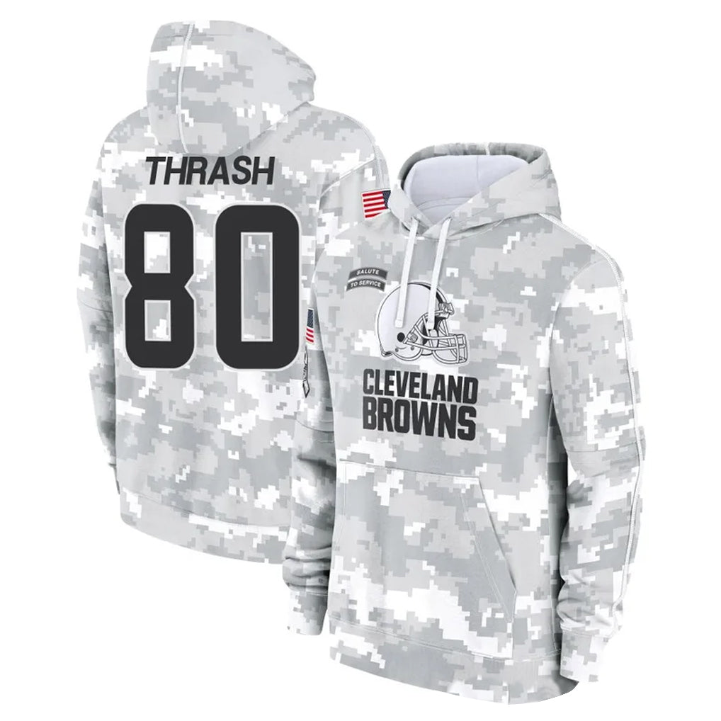 C.Browns #80 Jamari Thrash Player Arctic Camo Salute to Service Hoodies Limited Game Qdoa Stitched Jerseys