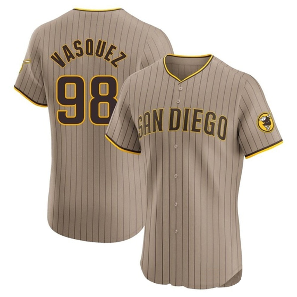 S.Diego Padres #98 Randy Vasquez Player Khaki Home Limited Elite Qdoa Stitched Jerseys