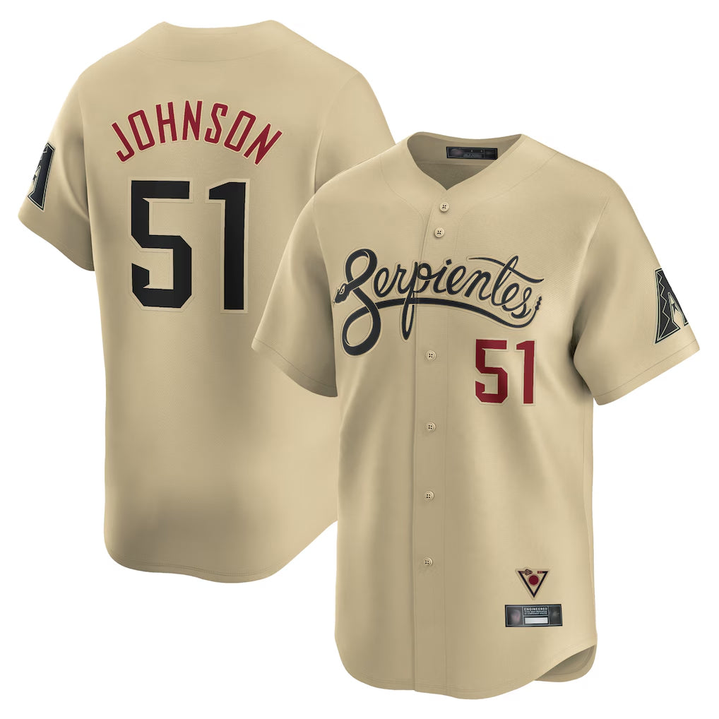 A.Diamondbacks #51 Randy Johnson Player Tan City Connect Limited Home Game Qdoa Stitched Jerseys