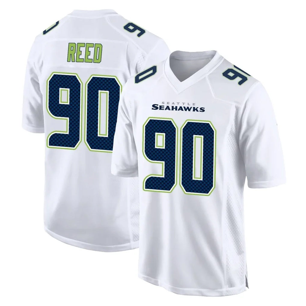 S.Seahawks #90 Jarran Reed Player White Tundra Fashion Home Game Qdoa Stitched Jerseys