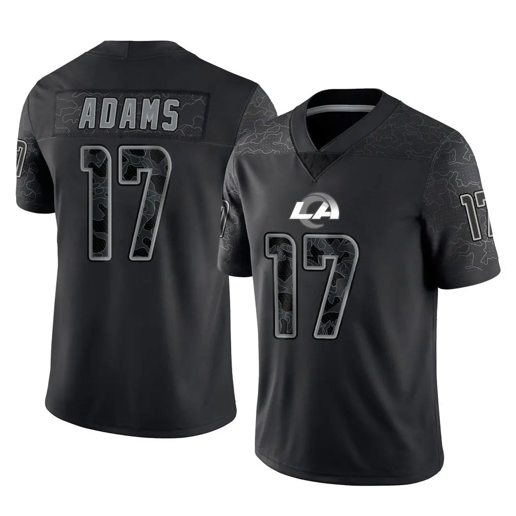 LA.Rams #17 Davante Adams Player Black Limited Reflective Home Game Qdoa Stitched Jerseys