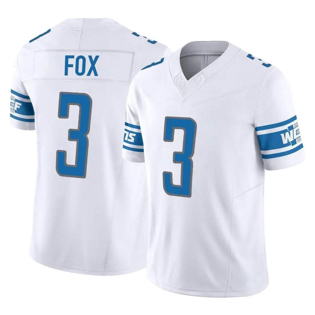 D.Lions #3 Jack Fox Player White Vapor F.U.S.E. Limited Home Game Qdoa Stitched Jerseys