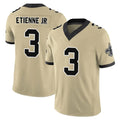 NO.Saints #3 Travis Etienne Jr. Player Gold Limited Vapor F.U.S.E. Home Game Qdoa Stitched Jerseys