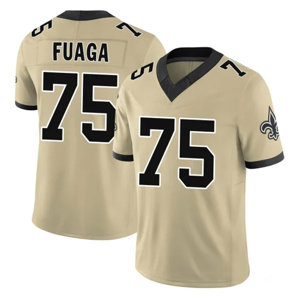 NO.Saints #75 Taliese Fuaga Player Gold Limited Vapor F.U.S.E. Home Game Qdoa Stitched Jerseys
