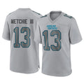 C.Panthers #13 John Metchie III Player Gray Atmosphere Fashion Game Qdoa Stitched Jerseys