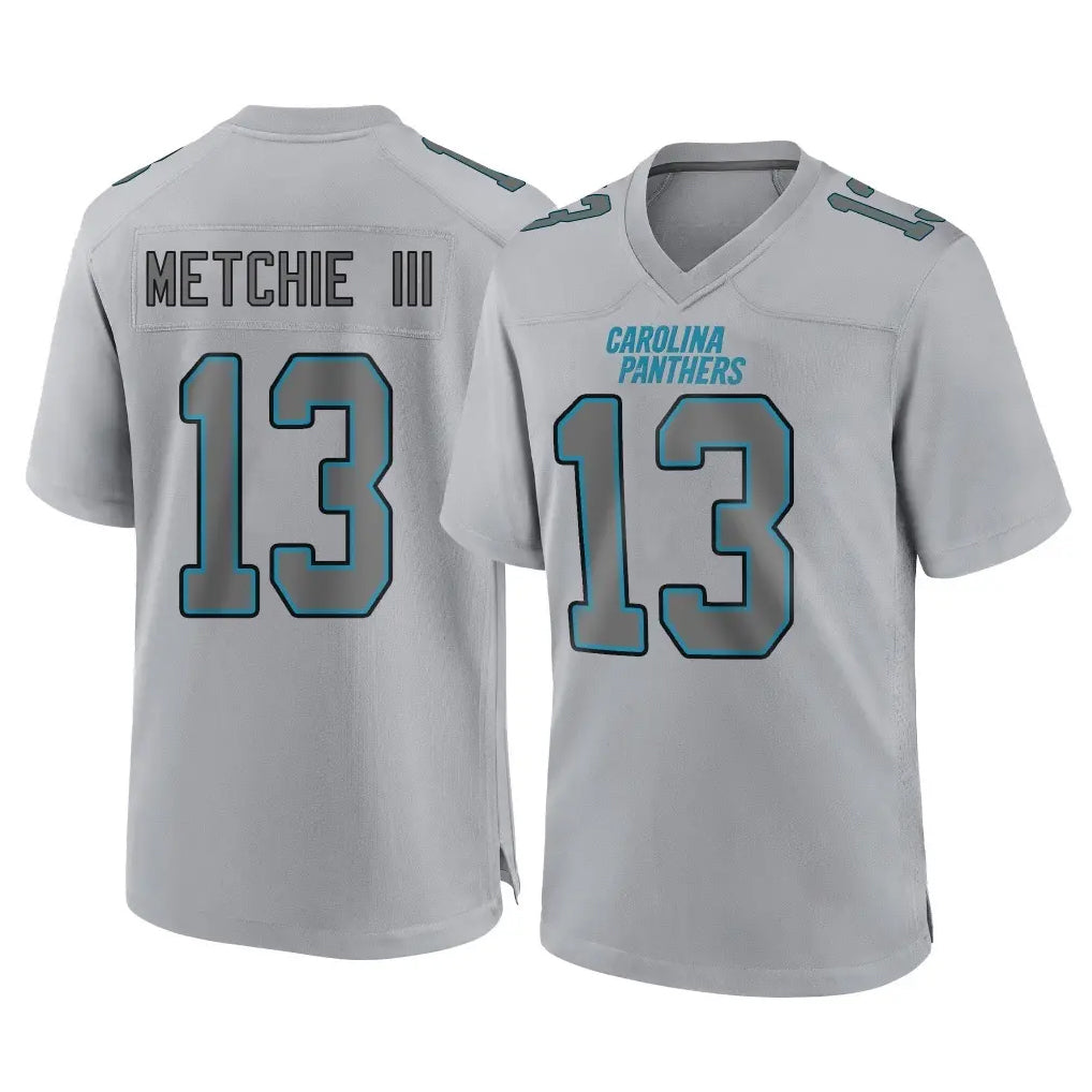 C.Panthers #13 John Metchie III Player Gray Atmosphere Fashion Game Qdoa Stitched Jerseys