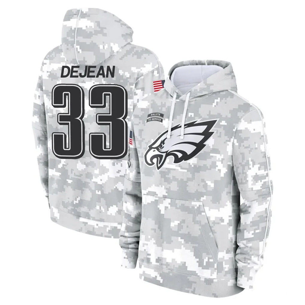 P.Eagles #33 Cooper DeJean Player Arctic Camo Salute to Service Pullover Hoodies Limited Game Qdoa Stitched Jerseys