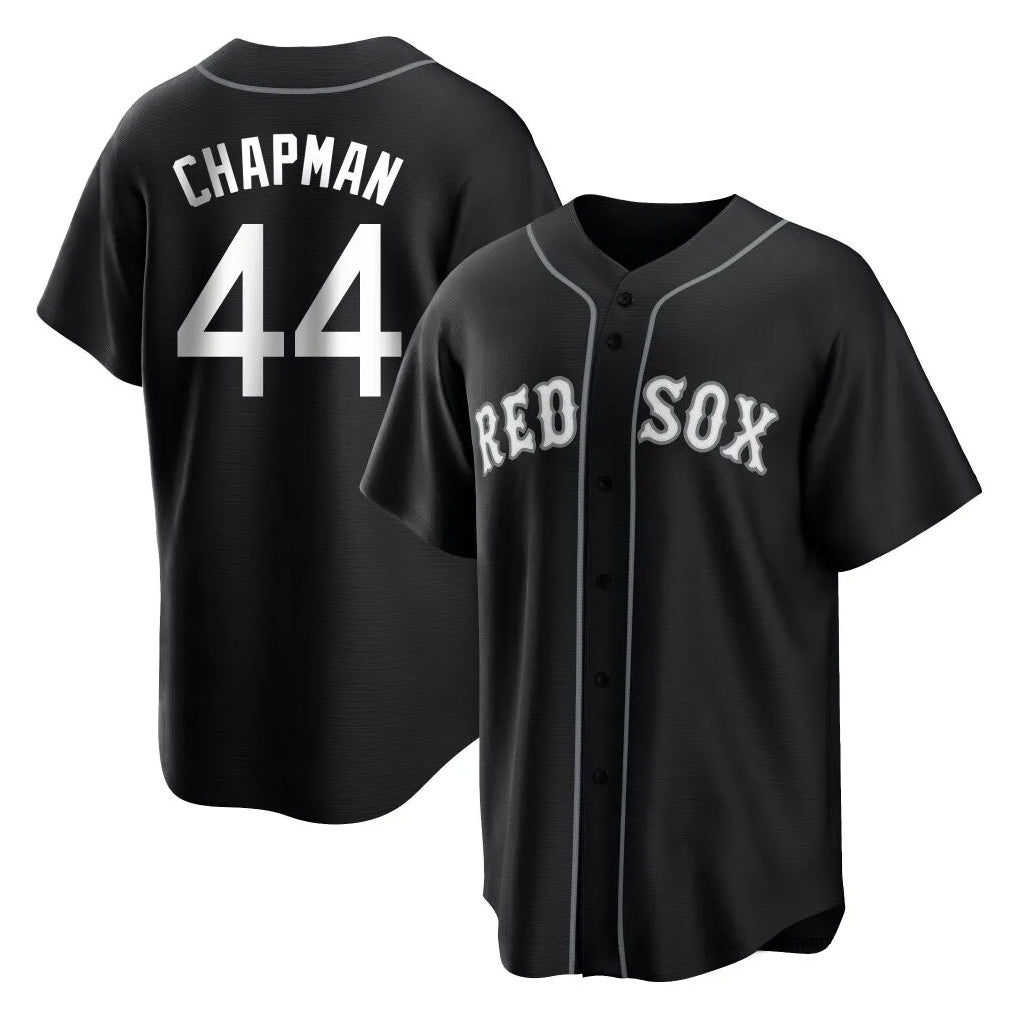 B.Red Sox #44 Aroldis Chapman Player Black Home Game Qdoa Stitched Jerseys