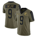 C.Browns #9 Grant Delpit Player Olive Salute to Service Limited Home Game Qdoa Stitched Jerseys