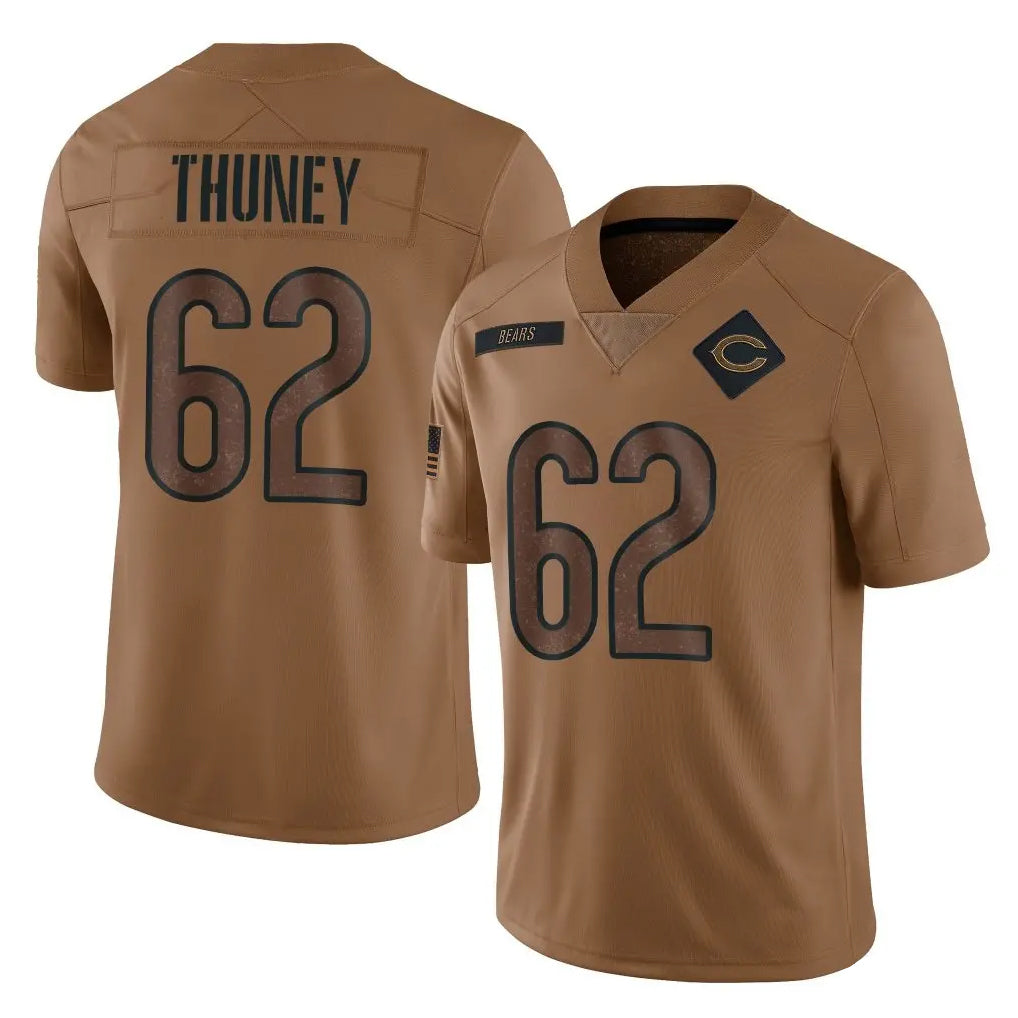 C.Bears #62 Joe Thuney Player Brown Salute to Service Limited Qdoa Stitched Jerseys