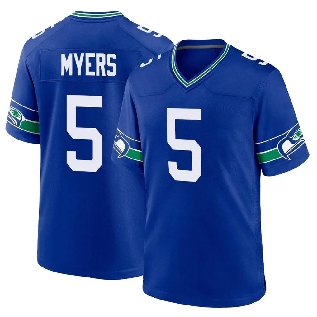 S.Seahawks #5 Jason Myers Player Royal Throwback Home Game Qdoa Stitched Jerseys