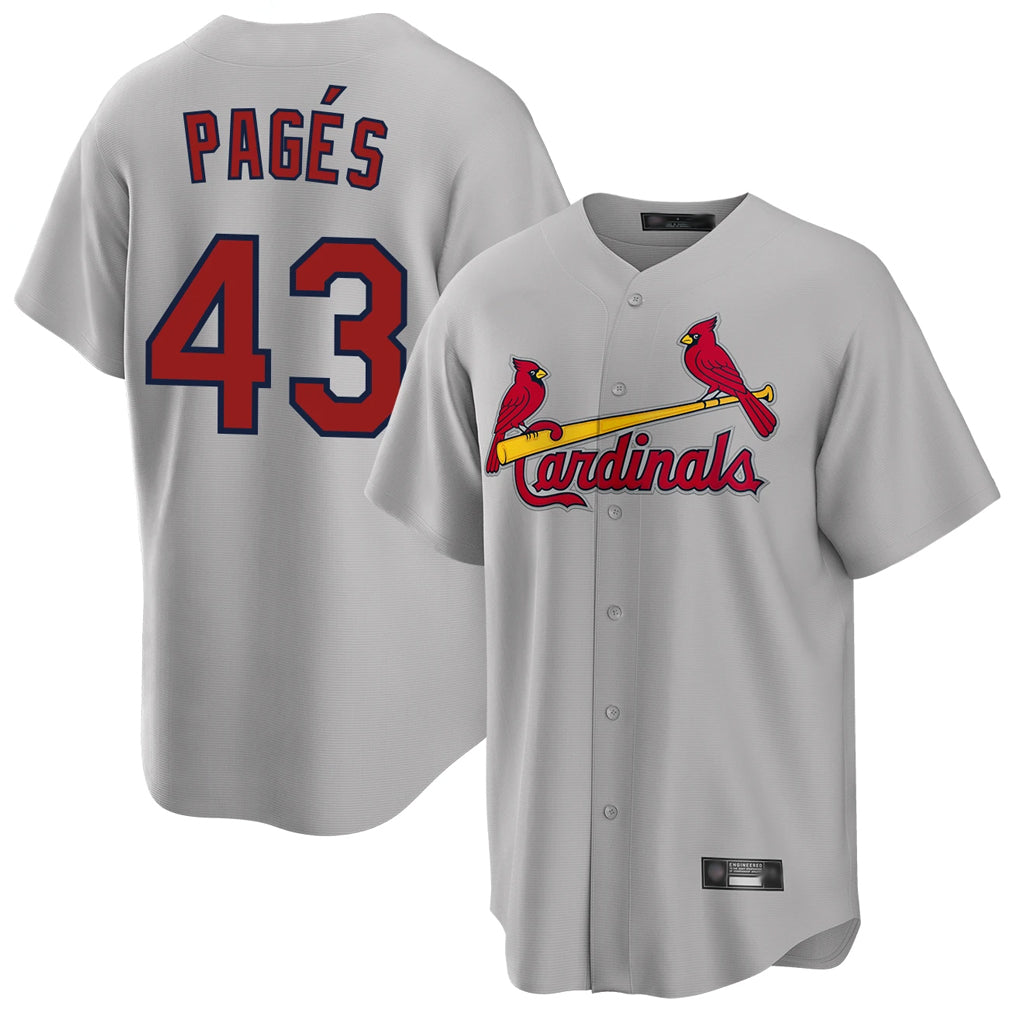 St. Louis Cardinals #43 Pedro Pages Player Gray Home Game Qdoa Stitched Jerseys