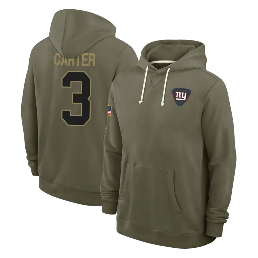 NY.Giants #3 Abdul Carter Player Olive Salute to Service Pullover Hoodies Limited Qdoa Stitched Jerseys